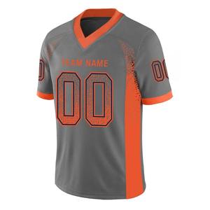 เสื้อเจอร์ซีย์อเมริกันฟุตบอลคอวี สีดำ-น้ำเงิน สำหรับผู้ชาย ผ้าตาข่ายพิมพ์ลายแบบ Sublimation โพลีเอสเตอร์ 100% ระบายเหงื่อได้ดี ทรงแอธเลติก แขนสั้น - Product Image 4