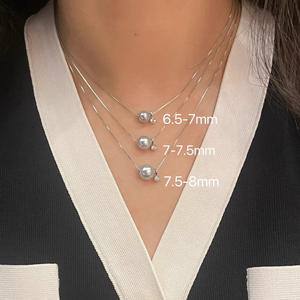 Natural Seawater Akoya Grey Pearl <b>Necklace</b> with Many Hemp <b>Silver</b> Grey Blue Pearl Road Road Road Single <b>Pendant</b> Collarbone Chain - Product Image 1