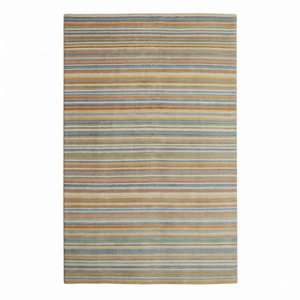 Alfombra DECORDEC Personalizada de Lana con Rayas Horizontales Multicolor Pastel, Ecológica, Antideslizante, de Pelo Medio para Sala de Estar, Hotel, Villa - Product Image 1