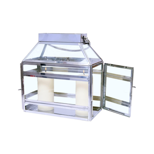 Lanterne en fil métallique au design élégant avec décorations florales métalliques, lanternes à bougies avec tailles personnalisées - Product Image 5