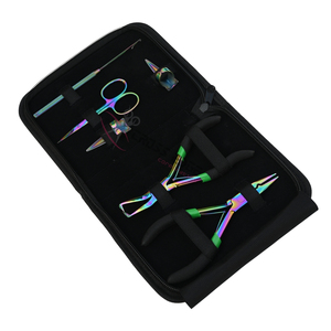 Juego de herramientas para extensiones de cabello Rainbow con alicate de 5 pulgadas, removedor de microanillos, alicate de crimpado, herramienta de gancho y separador de cabello - Product Image 1