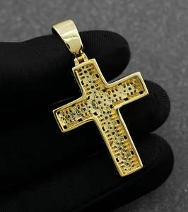 Collar con Colgante de Cruz de Moissanita Plateada, Chapado en Oro y Plata de Dos Tonos, Estilo Hip Hop, Joyería Unisex Fina - Product Image 4