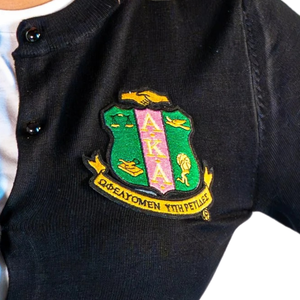 Black Pearled Button <b>Cardigan</b> Women Embroidered Crest Long Sleeve Knit Sweater Pearl Button Front Casual Fashion Ladies - Product Image 6