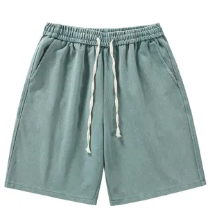 Shorts d'été décontractés amples en coton pur 320G style américain, délavés, effet vieilli, dégradé - Product Image 6