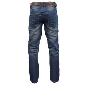 Jean en denim foncé délavé pour homme, coupe slim, cinq poches classiques, style délavé et usé, streetwear décontracté en coton - Product Image 6