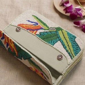 Women's <b>Beaded</b> Leopard Embroidered Fold Clutch Bag Two Straps Cross-Body Zipper <b>Large</b> Capacity Soft Elegant Party Handbag - Product Image 3