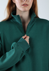 Sweat-shirt oversize pour femme, couleur unie, demi-zip, col montant, manches classiques, pour l'automne - Product Image 5