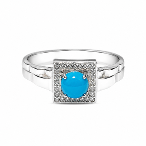<b>Turquoise</b> and Diamond <b>Ring</b> in 925 Sterling Silver - Product Image 5