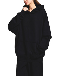 Sweat à capuche Raw Edge en molleton de coton double couche, respirant, séchage rapide, écologique, coupe ample. - Product Image 3