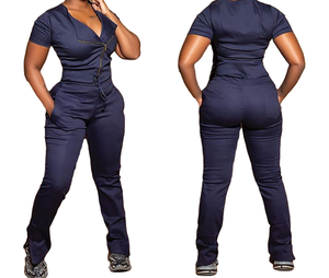 Nersing Denim <b>Scrub</b> Sets Slim Fit Jogger Unisex Nurse Medical <b>Scrubs</b> for Hospital <b>Uniform</b> - Product Image 6