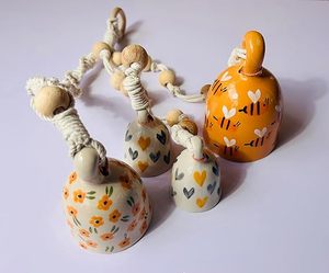 Campana de Cerámica Decorativa para Colgar en la Pared con Cuentas, Estilo Rústico, Decoración Navideña para Interiores, Impresión en 3 Colores - Product Image 2