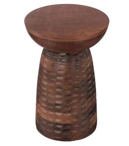 Table basse moderne extensible en bois de manguier foncé sculpté à la main, avec accent texturé en forme de sablier, vente en gros - Product Image 3