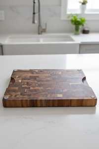 Tabla de Cortar Rectangular Grande, Gruesa, Natural, Sólida, de Alta Calidad, de Madera de Nogal y Acacia, Ecológica, Antideslizante, Apta para Lavavajillas - Product Image 4