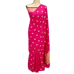 Saris en soie brodée traditionnels indiens avec un pallu orné et riche, conformes aux normes d'exportation certifiées - Product Image 1