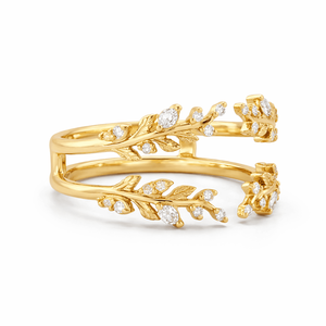 แหวนเพชรทรงมาควิส์ ดีไซน์ใบไม้ แหวนทองคำแท้ 18K แหวนแฟชั่น สี DEF ความใส VS VVS แหวนหมั้น - Product Image 2