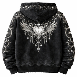 Sudadera con Capucha Unisex de Primera Calidad, Diseño Personalizado, Estilo Moderno, con Pedrería, Lavado Ácido, Talla Grande, 100% Algodón - Product Image 4