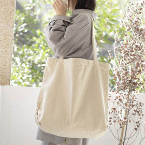 Eco Friendly <b>Canvas</b> Tote <b>Bag</b> <b>Large</b> Capacity Cotton Shopping Shoulder Handbag with Comfortable Black Straps for Women - Product Image 2