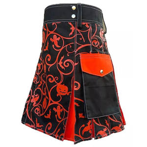 Kilt Escocés Hecho a Mano para Hombre, Estilo Moderno en Negro y Naranja para Halloween, Kilt 2026 - Product Image 1