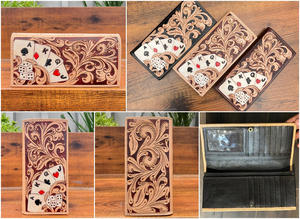 2025 fabriqués à la main élégant outillé à la main en cuir véritable hommes à deux volets portefeuille cartes et Design Floral mince argent organisateur porte-carte - Product Image 3