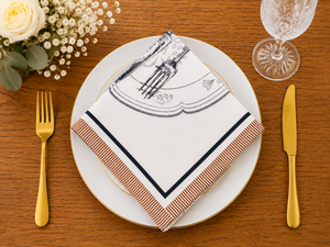 Serviette en coton de qualité supérieure avec imprimé vintage de couverts et bordure décorative |   Serviette de table en coton imprimé pour la table à manger - Product Image 4