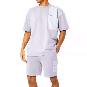 Conjunto de Dos Piezas de Moda para Hombre, Talla Grande, al por Mayor, Estilo Urbano, con Logotipo Personalizado, Ropa de Verano, Camiseta y Pantalones Cortos - Product Image 4