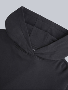Sudadera con Capucha Negra para Mujer, Manga Larga, Hombros Caídos, Bolsillo Frontal Sólido - Product Image 3