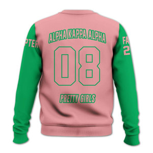 Sudadera Alpha Aka Alpha 1908 Verde con Cuello Redondo, Unisex, Corte Regular, Diseño con Letras Griegas Estampadas, Sudadera Universitaria - Product Image 6