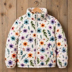 Veste matelassée à imprimé floral Cosh International pour femme, style décontracté, col montant, fermeture éclair sur le devant, logo, chaude pour l'hiver - Product Image 5