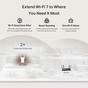 Répéteur Wi-Fi 7 BE3200 RE223BE 3,2 Gbps bi-bande, amplificateur de signal Internet sans fil pour appareil de mise en réseau domestique - Product Image 2
