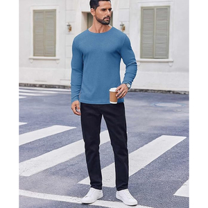 Unisex Cotton Long Sleeve T Shirt Plain Crew Neck Casual Tee Custom Logo Blank Apparel Bulk Wholesale - Product Image 2