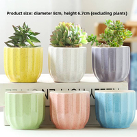 Lots de 5 pots de fleurs en céramique rétro mignons et brillants pour plantes succulentes, avec effet cascade