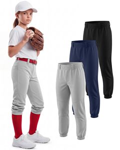 Pantalon de baseball pour enfants, taille élastique, genoux renforcés, léger, uniforme de sport pour le tee-ball et le softball - Product Image 5
