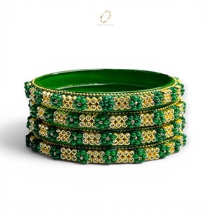 Bracelets en verre kashmiri vert, style mode, directement de l'usine, pour femmes, pour mariage et festivals, prix de gros. - Product Image 5