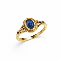 Bague en laiton plaqué or avec kyanite bleue naturelle, sertie clos, faite à la main, pierre précieuse ovale pour femme, vente en gros