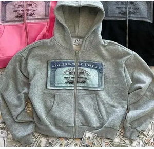 Zipper Hoodie Women Street New American <b>Hip</b> Hop Joker Pattern 2026 Fleece <b>Padded</b> Sweatshirt Unisex Casual Hoodie - Product Image 1