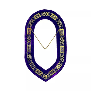 Masonic Grand Lodge Golden <b>Chain</b> Collars Set of 3 Purple Blue Red Backing High Quality Fabric With Customized <b>Chain</b> Collar - Product Image 2