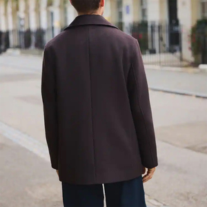 High Quality <b>Long</b> Peacoat Chocolate Brown Color <b>Wool</b> Trench Double Breasted Lightweight Office Work Formal Pea <b>Coat</b> - Product Image 3