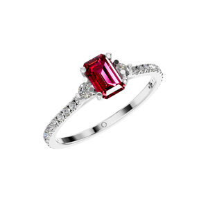 แหวนเพชรพลอยทับทิมทรงมรกตหรูหราสำหรับผู้หญิง14K/18K แข็งทองคลาสสิก - Product Image 5