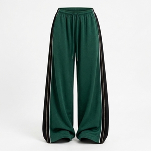 Custom Women's Contrast Side Stripe Panel Wide Leg <b>Trousers</b> Loose Fit Drawstring <b>Waist</b> Streetwear Fashion Pants - Product Image 6