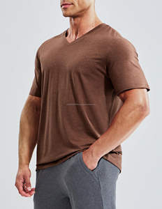 Men's V-Neck Workout <b>T</b>-<b>Shirts</b> Soft Short Sleeve Athletic Gym Casual Tops <b>Moisture</b> <b>Wicking</b> Bamboo Fiber Knitted Tshirts Casual - Product Image 3