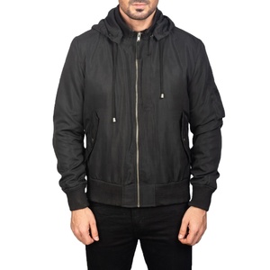 Blouson Bomber Unisexe en Laine de Designer, Impression Personnalisée, Noir, Logo Fin sur le Devant, Coupe-Vent, Écologique, Saison Hiver, Vente en Gros - Product Image 2