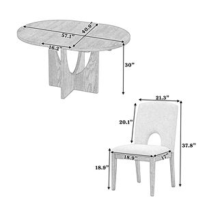 Moderno Juego de Mesa de Comedor Redonda Extensible de 5 Piezas con Hoja Extraíble de 16.2 Pulgadas para Espacios Pequeños - Product Image 5