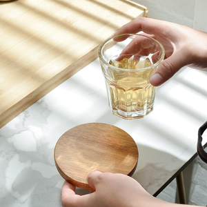 Premium <b>Gold</b> Trim Wooden <b>Coaster</b> Set Best Quality Elegant Heat Resistant Tableware for Hotels Restaurants Cafes Home Dining Use - Product Image 1