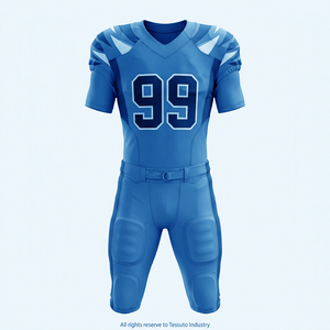 Ensemble de maillots de football américain personnalisés par sublimation en gros, avec broderie en twill, maille respirante et rembourrage, pour équipes sportives - Product Image 1