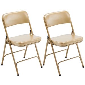 2 Pack Metal Folding Chairs with Padded Seat Back for Home Office Indoor Outdoor Events Parties & Weddings in Champagne Color - Product Image 1