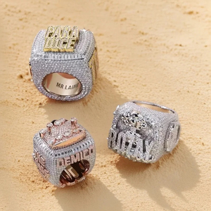 ZAWO HOUSE <b>Custom</b> Made Luxury Micro Pave Freshwater Pearl Hip Hop Iced VVS1 Moissanite Diamonds 925 Sterling Silver <b>Rings</b> - Product Image 1