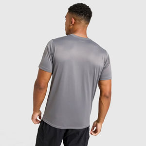 <b>Mens</b> Solid Grey Athletic Sport Quick Dry Short Sleeve T-<b>Shirt</b> Custom Logo OEM ODM Wholesale Apparel - Product Image 4