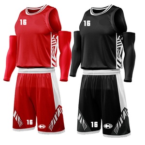 Custom Sublimated Basketball Uniforms <b>Red</b> Black Sleeveless Tank <b>Top</b> Shorts Set Moisture Wicking Eco-Friendly Anti-Bacterial - Product Image 1