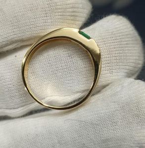 Natural <b>Emerald</b> Princess Cut Luxury Mens <b>Ring</b> 925 Sterling <b>Silver</b> 14K Gold Plated Wedding Band Green Gemstone May Birthstone - Product Image 4