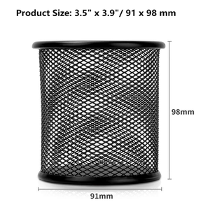 Wire Mesh Cup Black Metal Pencil Holder Round Stationary Stand <b>Organizer</b> for Desk Office Pen Storage - Product Image 2
